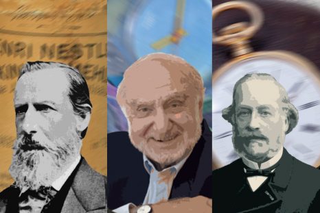 Portraits d'Henri Nestlé, Nicolas Hayek et Patek Philippe.